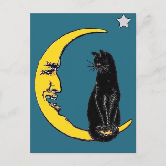 月のおもての黒猫 ポストカード (正面)
