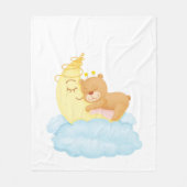 月のかわいいくまの睡眠 フリースブランケット (正面)