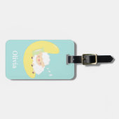 月のかわいい睡眠の小さい子ヒツジ ラゲッジタグ (正面横)