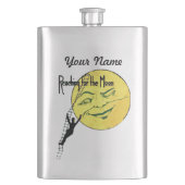 月のための月の人の梯子の範囲をまばたきさせるヴィンテージ フラスク (正面)