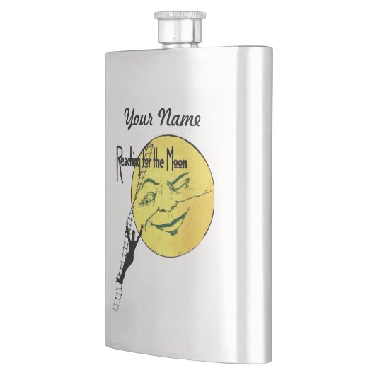 月のための月の人の梯子の範囲をまばたきさせるヴィンテージ フラスク (左)