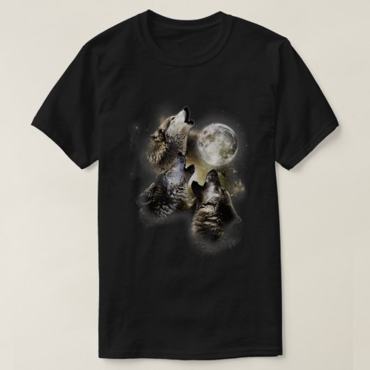 月のところで狼の獣のTシャツに吠える Tシャツ (デザイン正面)