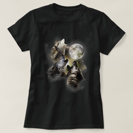 月のところで狼の獣のTシャツに吠える Tシャツ (デザイン正面)