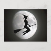 月のはがきに箒で魔女を照らし出す ポストカード (正面)
