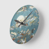 月のまわりの妖精のダンス ラウンド壁時計 (傾斜)