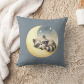 月のアライグマかわいい押韻の動物のキッズルーム クッション (ブランケット)
