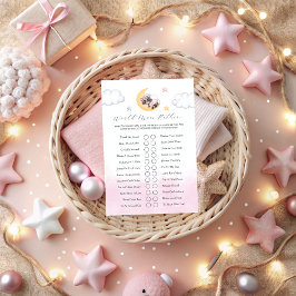 月のアライグマの女の子の赤ちゃんシャワーゲームを夢見る