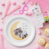 月のアライグマ男の子の赤ちゃんシャワーを夢見る ペーパープレート (パーティー)