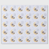 月のアライグマ男の子の赤ちゃんシャワーを夢見る ラッピングペーパー (フラット)