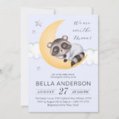 月のアライグマ男の子の赤ちゃんシャワーを夢見る 招待状 (正面)