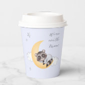 月のアライグマ男の子の赤ちゃんシャワーを夢見る 紙コップ (裏面)