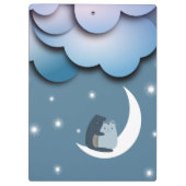 月のアートに可愛い猫たちパーソナライズされた クリップボード (裏面)