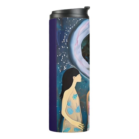 月のアートワークを見る女性たち タンブラー (回転左)