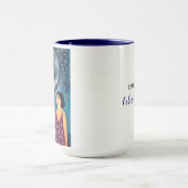 月のアートワークを見る女性たち マグカップ (中央)