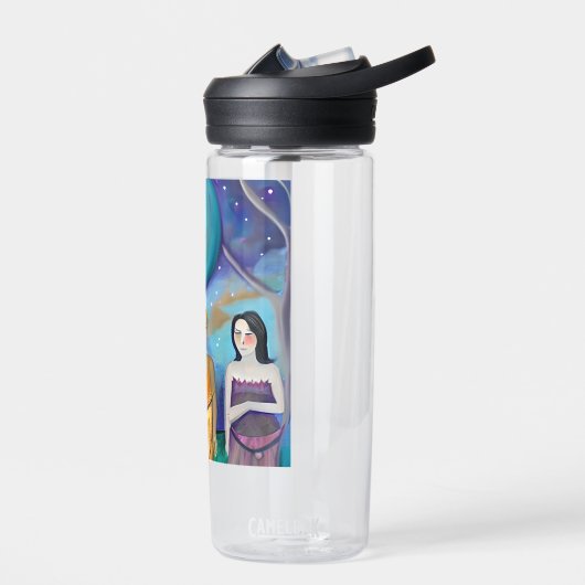 月のエネルギー |天体のアートワーク ウォーターボトル (左面)