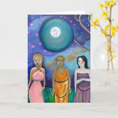 月のエネルギー |天体のアートワーク カード (黄色い花)