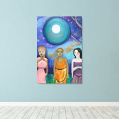 月のエネルギー |天体のアートワーク キャンバスプリント (インサイチュ (ウッドフロア))