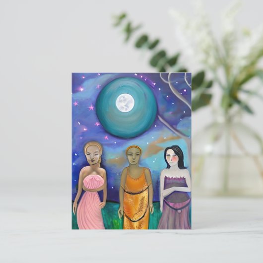 月のエネルギー |天体のアートワーク ポストカード (スタンド正面)