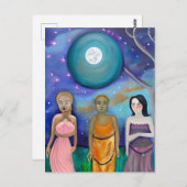 月のエネルギー |天体のアートワーク ポストカード (正面/裏面)