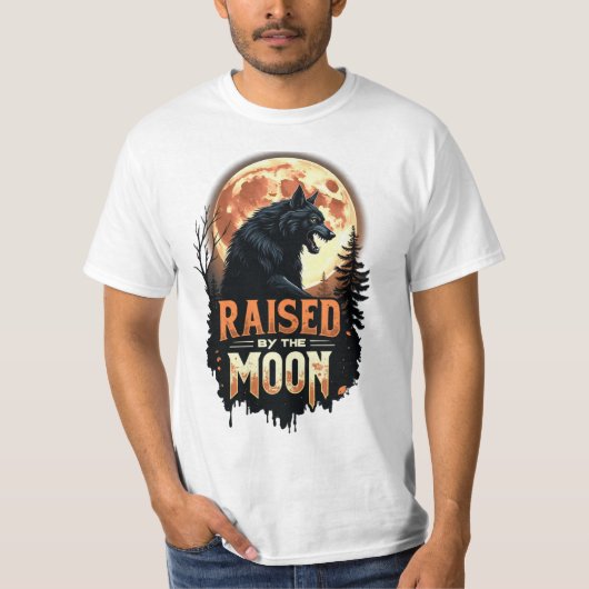 月のオオカミ人恐怖ハロウィーンの日に育つ Tシャツ (正面)