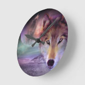 月のオオカミ ラウンド壁時計 (傾斜)