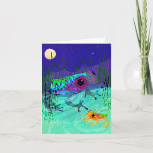 月のカエル空白のグリーティングカード サンキューカード (正面)