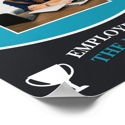 月のカスタマイズ可能な青い従業員写真 ポスター (角)