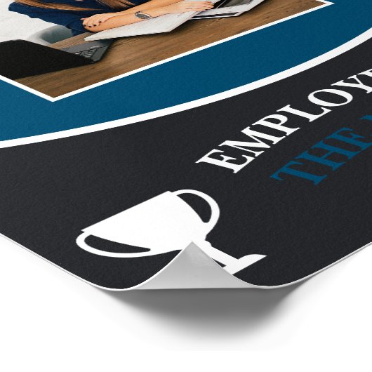 月のカスタム写真のNavy Blue従業員 ポスター (角)