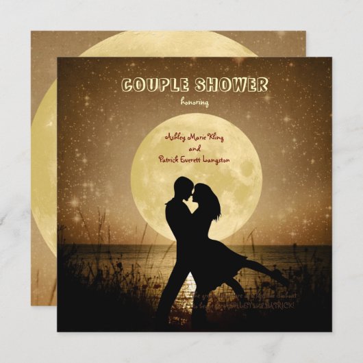 月のカップルのシャワーに私を飛ばして下さい 招待状 (正面/裏面)
