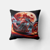 月のカナダ国旗を持つオートバイ クッション (裏面)