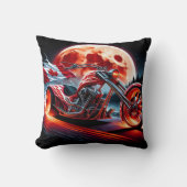 月のカナダ国旗を持つオートバイ クッション (正面)