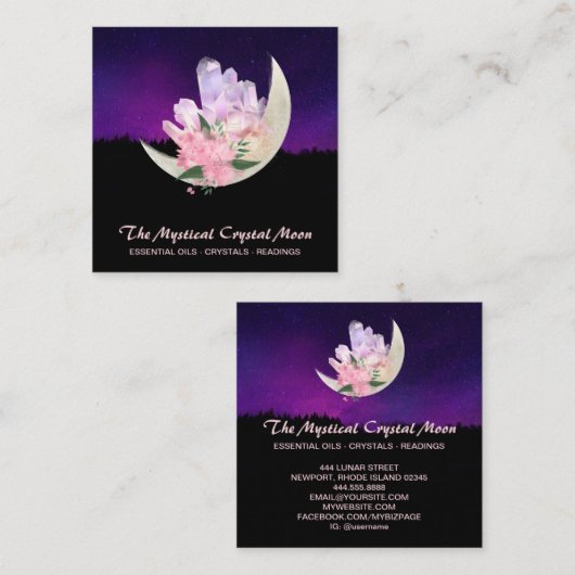 *~*月のクリスタルフローラランドスケープスクエアビジネス スクエア名刺 (正面/裏面)