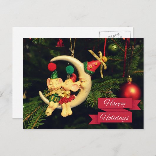 月のクリスマスのネズミ シーズンポストカード (正面/裏面)