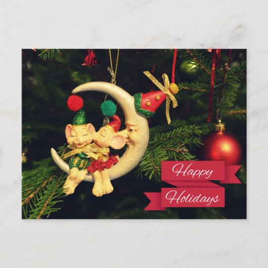 月のクリスマスのネズミ シーズンポストカード (正面)