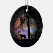 月のクリスマスオーナメントで跳ね上がる馬 セラミックオーナメント (右)