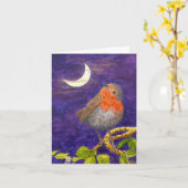 月のクリスマスカードを考えるロビン カード (黄色い花)