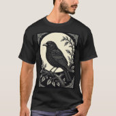 月のクレストの黒鴉 Tシャツ (正面)