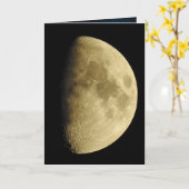 月のクローズアップ写真、同じ月を見て カード (黄色い花)
