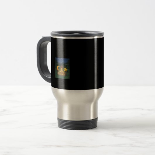 月のグラフィックの間でチャット トラベルマグ (正面左)