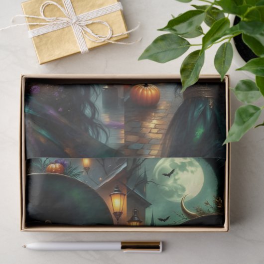月のゴシック様式の魔女カルテット – 魅惑的なハロウィーン 薄葉紙 (ギフト)