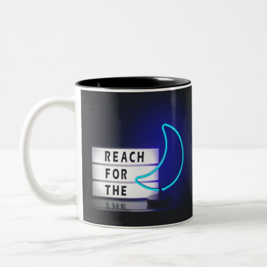 月のサインのタイポグラフィ画像のためのムーンアートのリーチ ツートーンマグカップ (左)