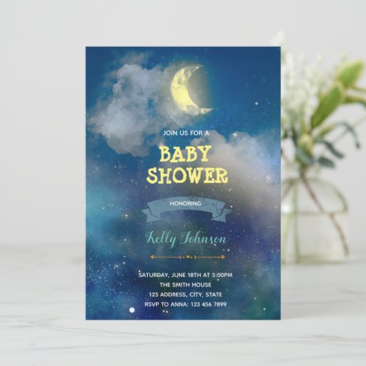 月のシャワーの誕生日の招待を越えて 招待状 (スタンド正面)