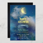 月のシャワーの誕生日の招待を越えて 招待状 (正面/裏面)