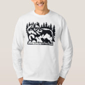 月のシルエットで夜の狼が泣く Tシャツ (正面)