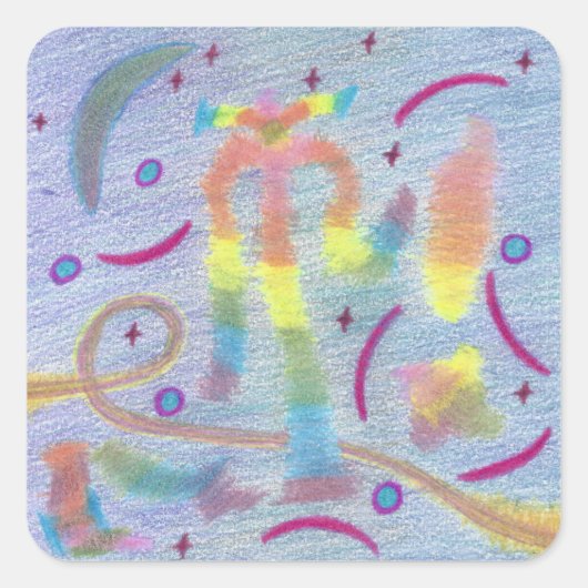 月のシールの下で歓喜の夜 スクエアシール (正面)