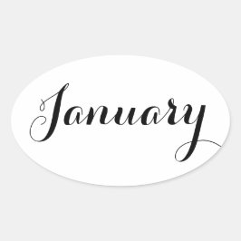 月のスタンプ： 1月 楕円形シール