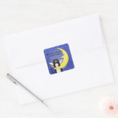 月のステッカーの猫 スクエアシール (封筒)