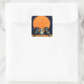 月のステッカーを見ている猫たち スクエアシール (バッグ)