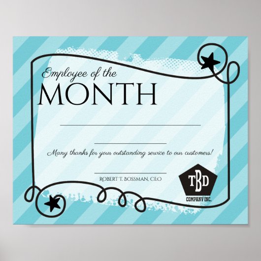 月のストライプ証明書の星の従業員 ポスター (正面)