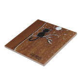 月のセラミックタイルで手足を伸ばす猫 タイル (側面)